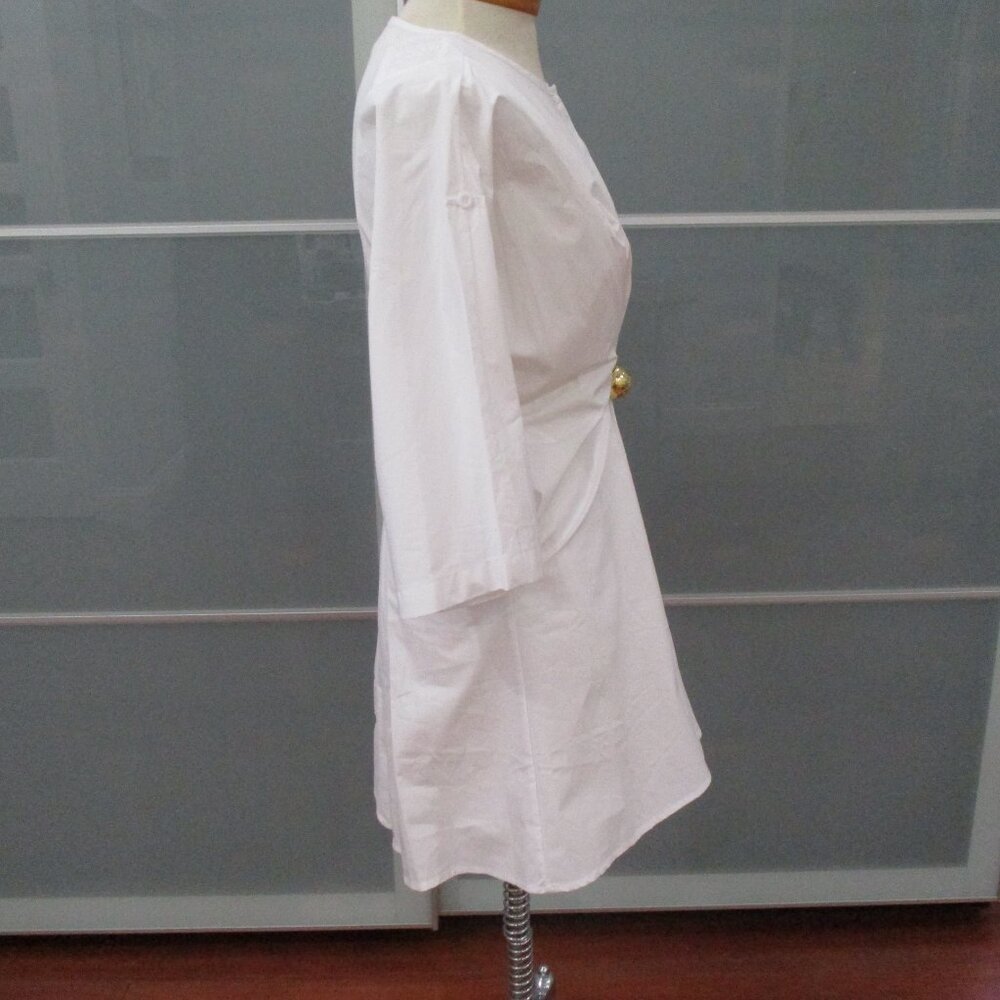 Loewe Gathered Button-embellished Cotton-poplin Mini Shirt Dress - Picture 5 of 7